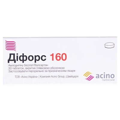 Дифорс 160 таблетки, п/плен. обол. по 5 мг/160 мг №30 (10х3)