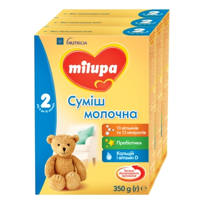 Смесь сухая молочная Milupa 2 для детей от 6 до 12 месяцев, 350 г, 3 шт