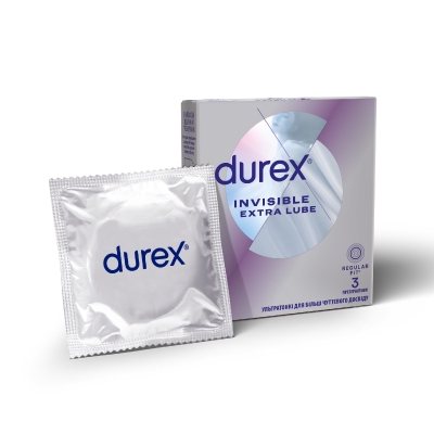 Презервативы латексные Durex Invisible Extra Lube с дополнительной смазкой, 3 штуки