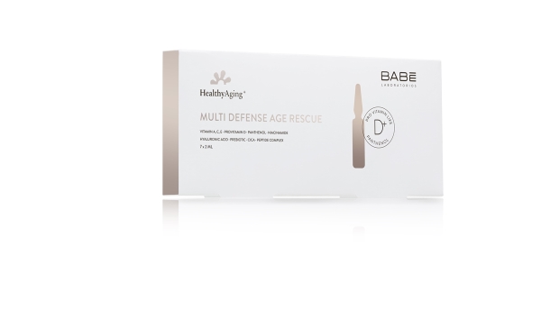 Концентрат Babe Laboratorios Healthy Aging мультизащитный витаминный с интенсивным омолаживающим эффектом, 7 ампул по 2 мл