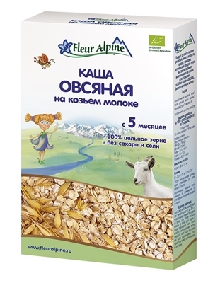 Каша молочная Fleur Alpine на козьем молоке Овсяная на козьем молоке для детей с 5 месяцев, 200 г