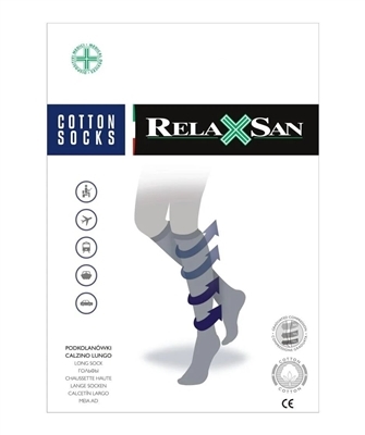 Гольфы компрессионные мужские Relaxsan Cotton Socks хлопок 140 den, компрессия 18-22, цвет черный, размер 2