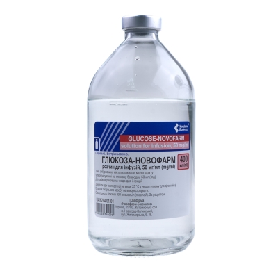Глюкоза-Новофарм раствор д/инф. 5 % по 400 мл в бутыл.