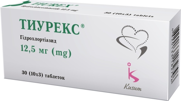 Тиурекс таблетки по 12.5 мг №30 (10х3)