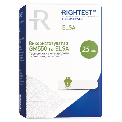 Тест-полоски Bionime Rightest Elsa GМ 550 для глюкометра, 25 штук