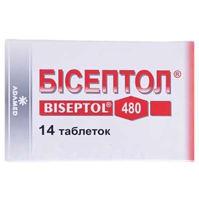 Бисептол таблетки по 400 мг/80 мг №14