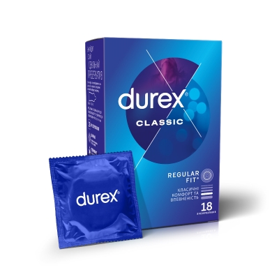 Презервативы латексные Durex Classic классические с силиконовой смазкой, 18 штук