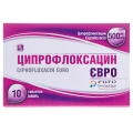 Ципрофлоксацин евро таблетки, п/плен. обол. по 500 мг №10 (10х1)