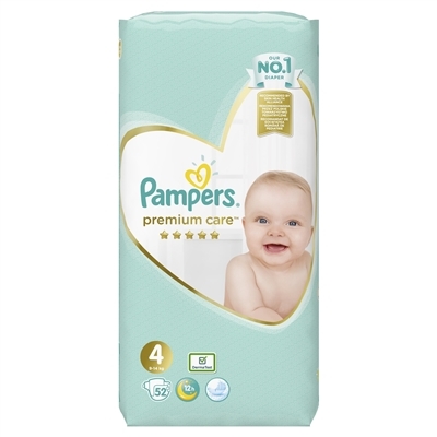Подгузники детские Pampers Premium Care размер 4, 9-14 кг, 52 штуки