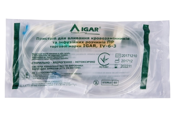Система для вливания кровезаменителей и инфузионных растворов IGAR IV-6-3 (ПР), 1 штука