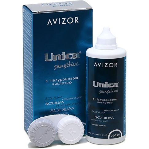 Раствор Avizor Unica Sensitive для контактных линз с гиалуроновой кислотой по 350 мл во флак. пласт.