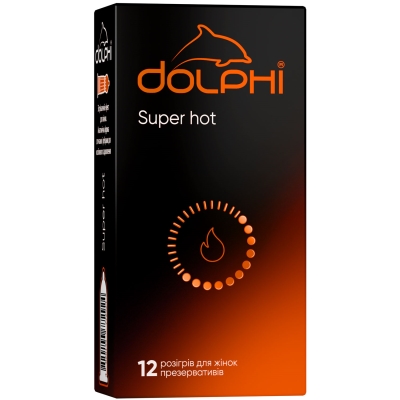 Презервативы латексные Dolphi Super hot с ребрами и точками и разогревающей смазкой, 12 штук