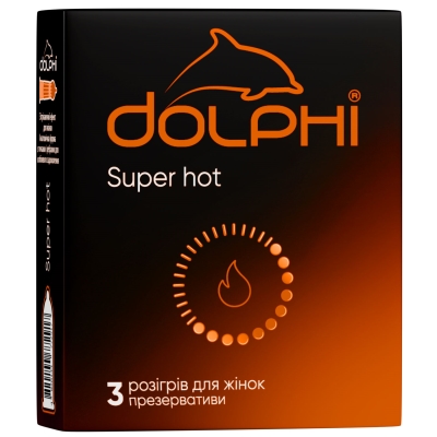 Презервативы латексные Dolphi Super hot с ребрами и точками и разогревающей смазкой, 3 штуки