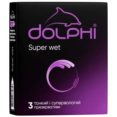 Презервативы латексные Dolphi Super Wet ультратонкие с дополнительной смазкой, 3 штуки