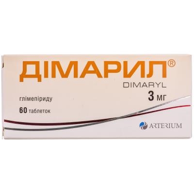 Димарил таблетки по 3 мг №60 (10х6)