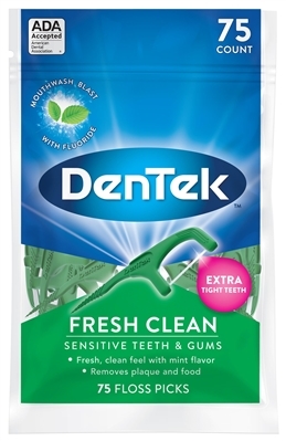 Флосс-зубочистки DenTek Fresh Clean Освежающая очистка, 75 штук