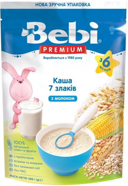Каша молочная Bebi Premium 7 злаков, с 6 месяцев, 200 г