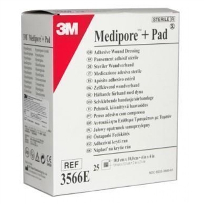 Повязка пластырная для закрытия ран Mediporе+Pad (3566Е) 10 см х 10 см адгезивная, 1 штука