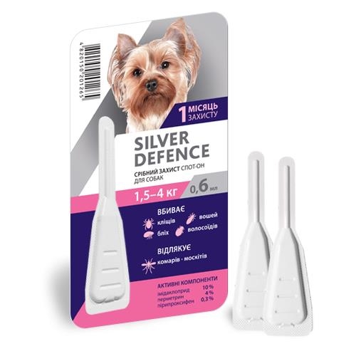 Капли на холку Palladium Silver Defence от паразитов для собак весом от 1.5 до 4 кг, 1 пипетка