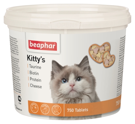 Лакомство для кошек Beaphar Kitty's Mix с таурином и биотином, сыром и протеином, 750 таблеток