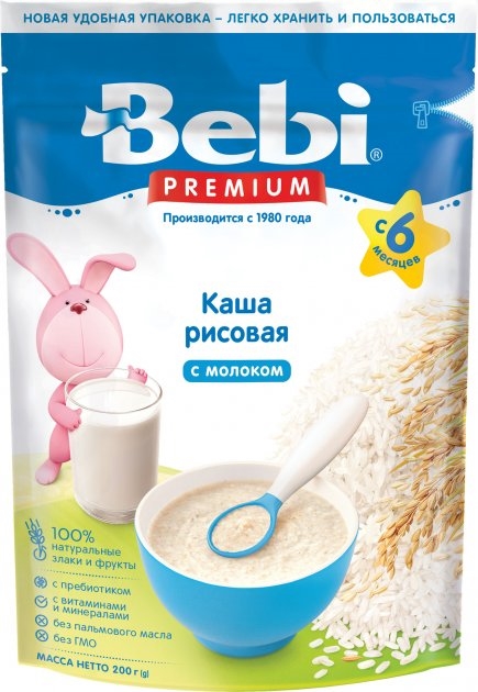 Каша молочная Bebi Premium Рисовая, с 4 месяцев, 200 г