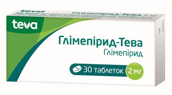 Глимепирид-Тева таблетки по 2 мг №30 (10х3)