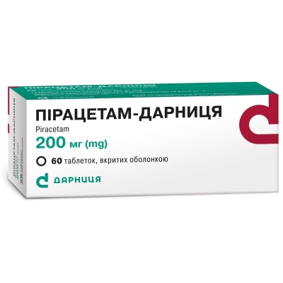 Пирацетам-Дарница таблетки, п/о по 200 мг №60 (10х6)