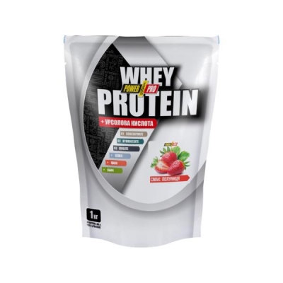 Протеин Power Pro Whey Protein + урсоловая кислота, клубника, 1 кг