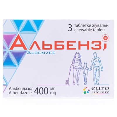 Альбензи таблетки жев. по 400 мг №3