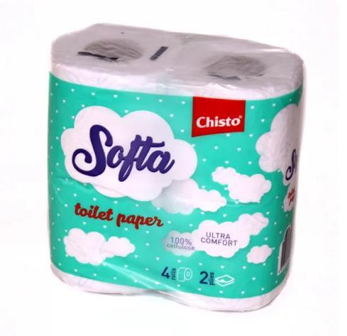 Туалетная бумага Chisto Softa 2-х слойная, 4 рулона