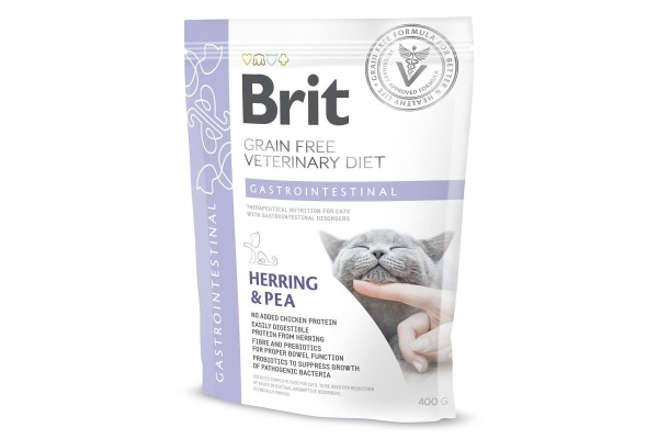 Корм сухой Brit VetDiets Gastrointestinal для взрослых кошек с селедкой и лососем, 400 г