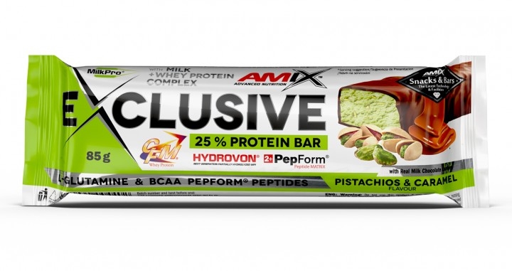 Батончик Amix Nutrition Exclusive Protein Bar pistachios & caramel, 85 г 1/12