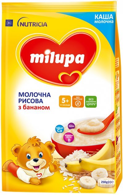 Каша молочная Milupa рисовая с бананом для детей с 5 месяцев, 210 г