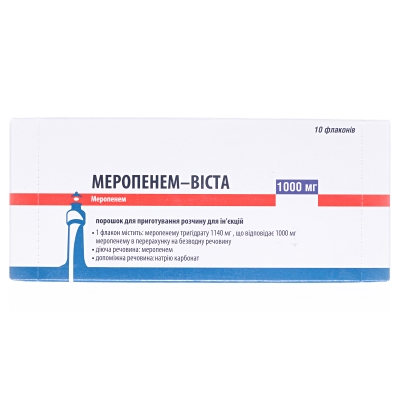 Меропенем-Виста порошок д/приг. р-ра д/ин. по 1000 мг №10 во флак.