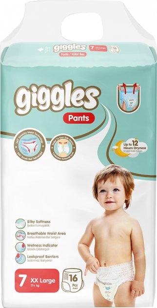 Подгузники-трусики Giggles XX Large детские, размер 7, 17+ кг, 16 шт