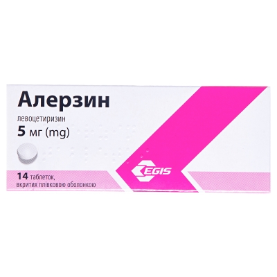 Алерзин таблетки, в/плів. обол. по 5 мг №14 (7х2)
