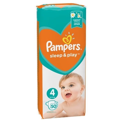 Подгузники детские Pampers Sleep & Play размер 4, 9-14 кг, 50 штук