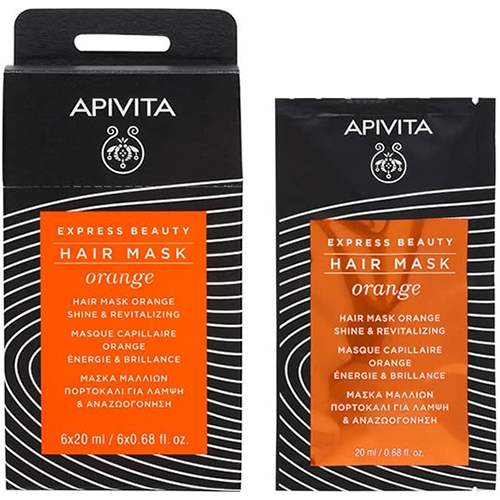 Маска для волос Apivita Express Beauty Блеск и Оздоровление с апельсином, 20 мл
