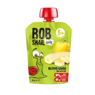 Пюре фруктовое Bob Snail Baby для детей с 5месяцев Яблоко-Банан, 90 г