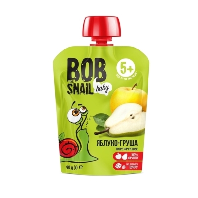 Пюре фруктовое Bob Snail Baby для детей с 5 месяцев Яблоко-Груша, 90 г