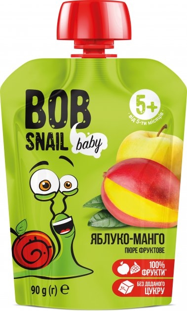 Пюре фруктовое Bob Snail Baby для детей с 5 месяцев Яблоко-Манго, 90 г