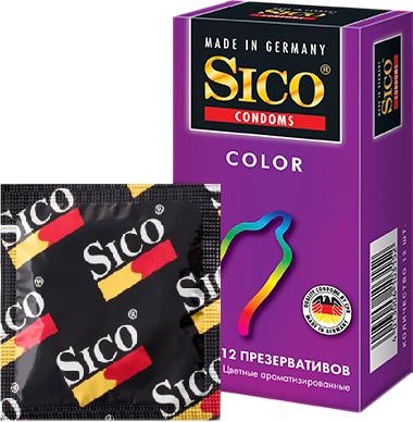 Презервативы Sico Color цветные, ароматизированные, 12 штук