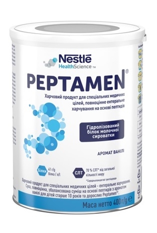 Смесь сухая Пептамен на основе гидролизованного белка молочной сыворотки с ароматом ванили для детей от 10 лет и взрослых, 400 г