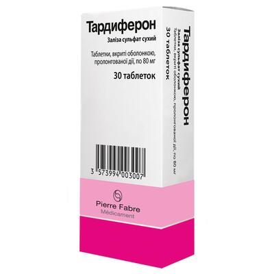 Тардиферон таблетки, п/о, прол./д. по 80 мг №30 (10х3)