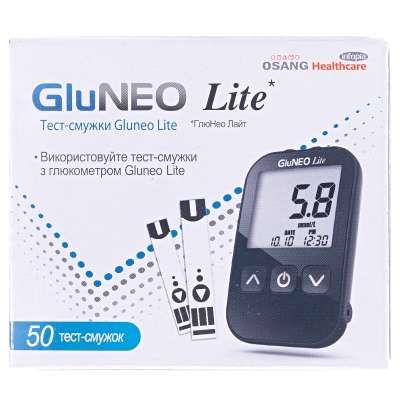 Тест-полоски GluNeo Lite для глюкометра, 50 штук (2х25)