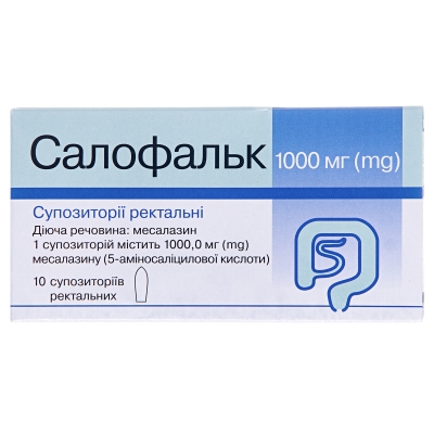 Салофальк супозиторії рект. по 1000 мг №10 (5х2) у стрип.