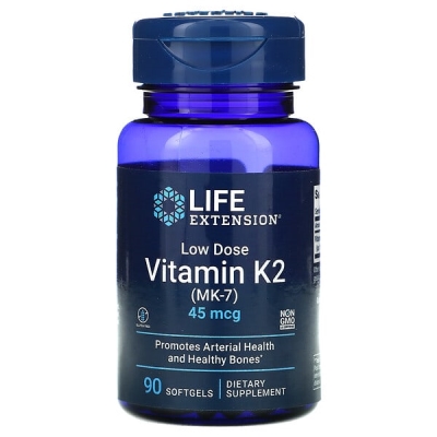 Витамин К2 (МК-7) 45 мкг Life Extension Low Dose Vitamin K2 (MK-7), 90 желатиновых капсул