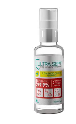 Антисептик для рук ULTRA SEPT спрей з лимонною олією по 100 мл у флак.