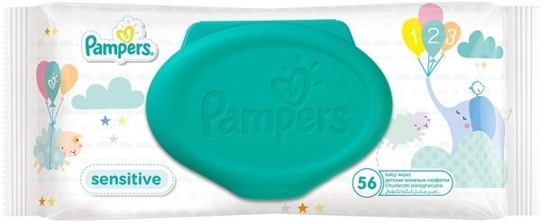 Салфетки влажные Pampers Sensitive детские, 56 шт