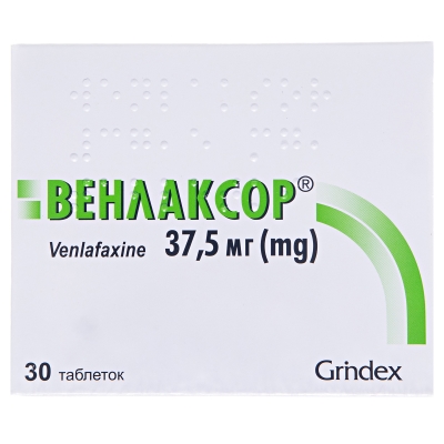 Венлаксор таблетки по 37.5 мг №30 (10х3)